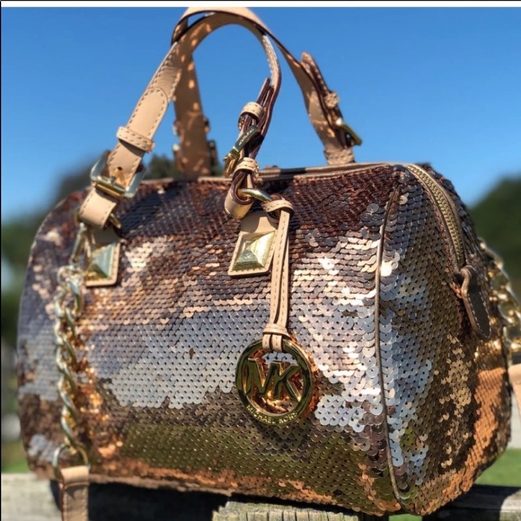 gold sparkly michael kors purse